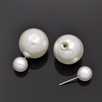 

Electroplated Plastic Pearl Ball Stud Earrings White 8155mm Pin 08mm
