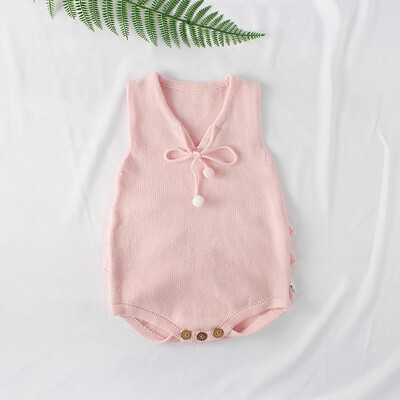 

Newborn Baby Girls Boys Lotus Strap Knitted Toddler Jumpsuit Clothes