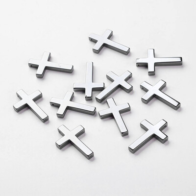 

Non-magnetic Synthetic Hematite Pendant Cross Black 23x35x4mm