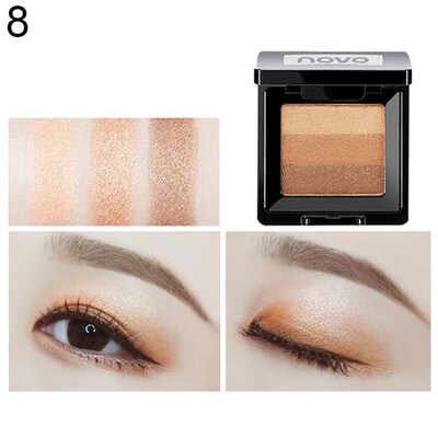 

NOVO 3 Color Glitter Eyeshadow Palette Matte Non Smudge Eye Makeup for Beginners