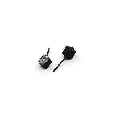 

Alloy Ear Studs Spray Painted Fluorescent Cube Black 6x6x4mm Pin 07mm