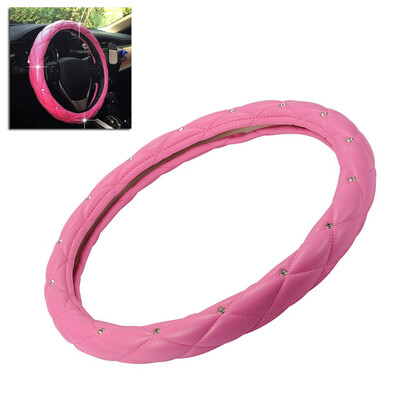 

Car Steering Wheel Cover With Rhinestone Soft PU Leather Truck Skidproof 38cm US