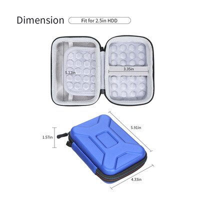 

Hard Case for External Hard Drive 25inch Waterproof&Shock-resistant Storage Bag with Mesh Pocket&Soft Inner Lining Blue