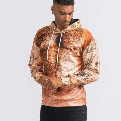 

Toponeto Mens Creative Casual 3D Chest Print Long Sleeve Sports Hoodie Sweater Coat