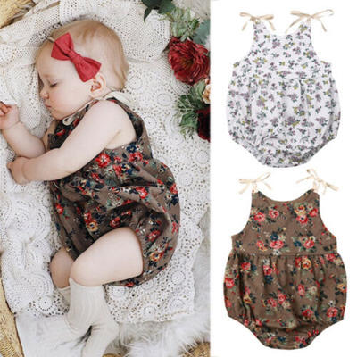 

Newborn Baby Girl Floral Strap Romper Bodysuit Jumpsuit Sunsuit Outfits Set US