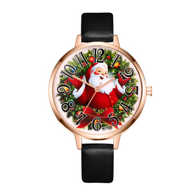

New Year Watches men&women students watch Christmas gift High Quality Leather Santa Claus casual ladies quartz watch &Ff
