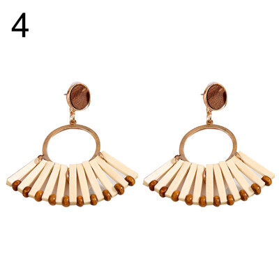 

Wooden Geometric Pendant Statement Stud Earrings Fashion Women Party Jewelry