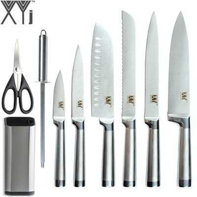 

XYj Brand Good Quality Kitchen Stainless Steel Knives Knife Stand Sharpening Rod Scissor Durable Cooking Tools