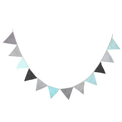 

INS Nordic Cotton Fabric Flags Blue Gray Pennant Party Wedding Supplies