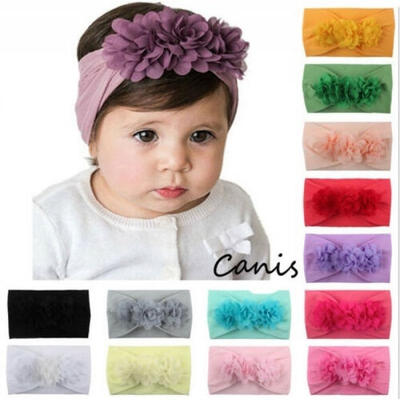 

Soft Baby Girl Kid Toddler Bow Hairband Headband Turban Big Flower Head-Wrap