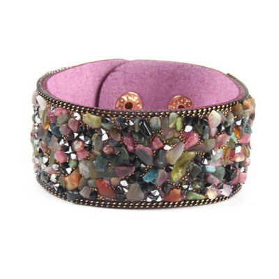 

Bling Rhinestone Leather Wrap Wristband Cuff Punk Crystal Bracelet Bangle Party