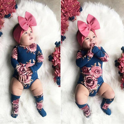 

2PCS Baby Newborn Girl Flower Romper Bodysuit Jumpsuit Leg Warmers Outfits Set Clothes