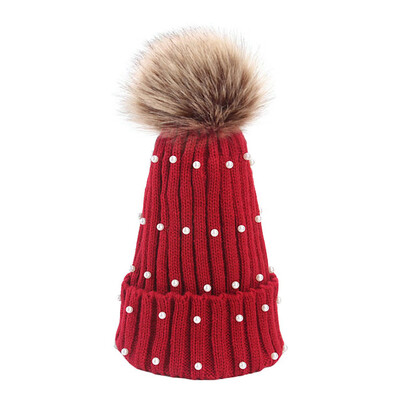 

Tailored Women Winter Crochet Hat Faux Fur Wool Knit Warm Cap