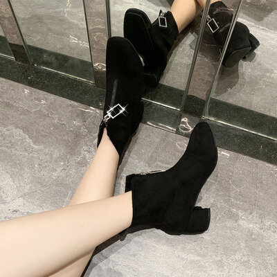

Martins female Joker sanding leather spring&autumn single boots thick heel with small short boots thin boots
