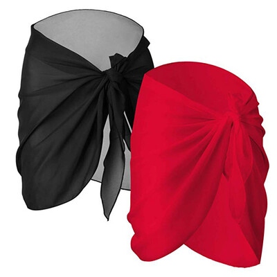 

Roseonmyhand 2 Pieces Women Solid Beach Wrap Sarong Cover Up Chiffon Swimsuit Wrap Skirts
