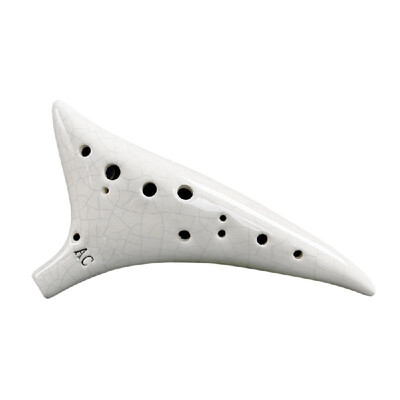 

12 Holes Warped-tail Ceramic Ocarina Alto C Hand Painted Musical Instrument with Lanyard Music Score Protective Bag For Music Love