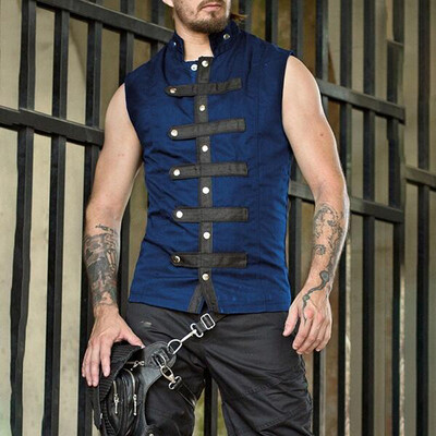 

Vintage Medieval Shirts Mens Vest Buttons Renaissance Sleeveless Costume Coats