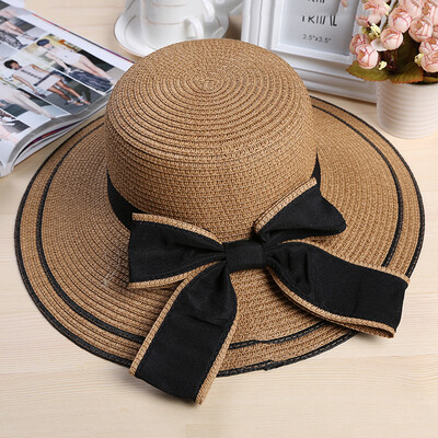 

Hot Sale Fashion Summer straw hat women big wide brim beach hat sun hat BowknotHat foldable sun block UV protection Women Hat