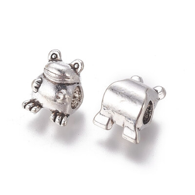 

Alloy European Beads Large Hole Beads Frog Antique Silver 14x11x9mm Hole 5mm