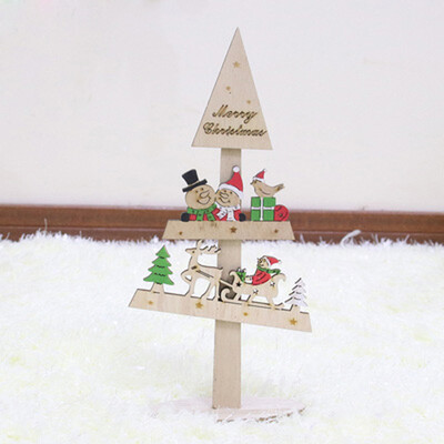 

Wooden Christmas Tree Ornaments Decoration Openwork Desktop Table Creative