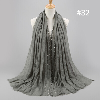 

Solid color high quality hairy cotton yarn pearl accessories headscarf cotton&crease monochrome womens scarf hot sale