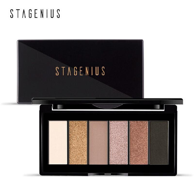 

STAGENIUS Eye Shadow 6-Color Shimmer Glitter Matte Eyeshadow Palette Long-lasting With Mirror