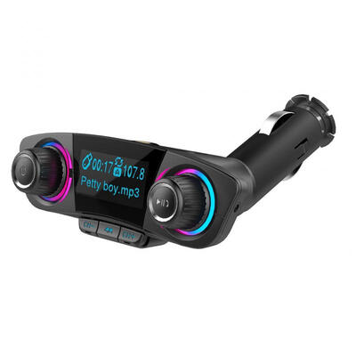 

Quelima BT06 Double Head Car Bluetooth MP3 Double Knob Cool Light Big Screen Display Voltage Call Sign