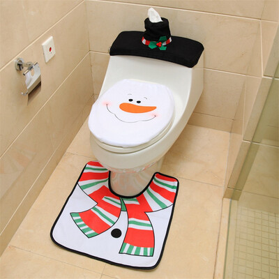 

〖Follure〗3PCS Fancy Santa Toilet Seat Cover&Rug Bathroom Set Christmas Decor