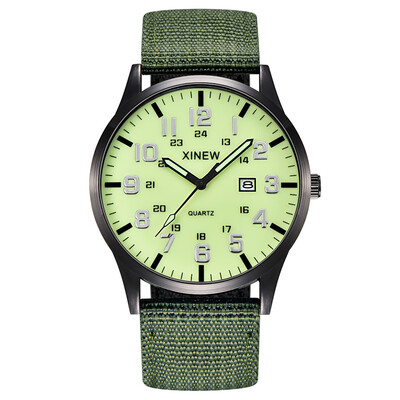 

Gobestart Men Boy Round Dial Nylon Strap Band Military Date Quartz Wrist Watch Gift