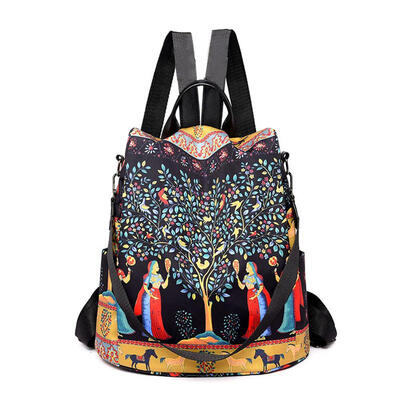 

Multifunctional Anti-Theft Backpack Casual Oxford Print Women Shoulder Bag