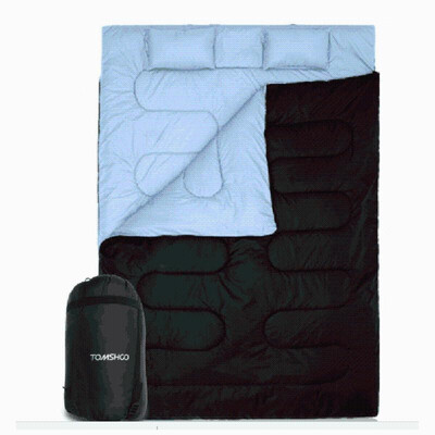 

TOMSHOO 86"x60" Double Thermal Sleeping Bag 2 Person Outdoor Camping Hiking Sleeping Bag with 2 Pillows