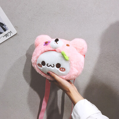 

2019 new tide cute Meng plush toy girl shoulder bag Korean fashion cartoon cute bear crossbody bag