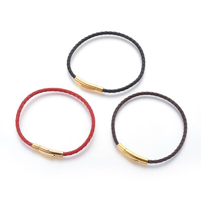 

Braided Leather Cord Bracelet Making with 316 Stainless Steel Clasps Golden Mixed Color 8-12"215cm 3mm