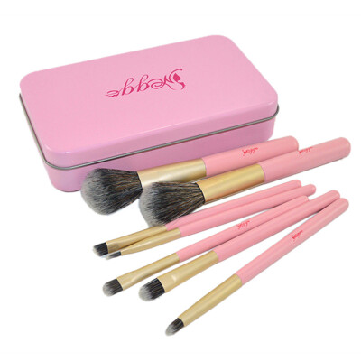 

Toponeto 7PCS Pink Tin Box Makeup Brush Set Makeup Brush Cosmetic Tools Beauty Brushes