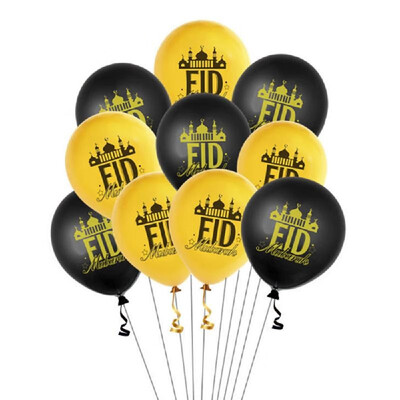 

10Pcs EID Balloons Ramadan Decoration Moon Mosque Printed Pattern Balloons for Muslim EID Party Supplies