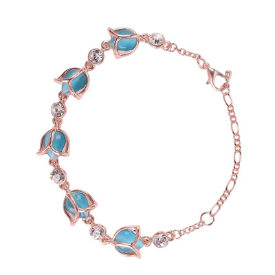 

Romantic Female Bracelet Jewelry Fashion Rose Flower Shaped High Grade Opals Crystal Charm Bracelets For WomanGirls Best Gifts