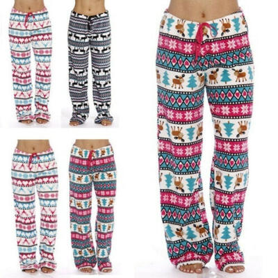 

Women&39s Ladies Pyjamas Pants Wide Leg Christmas Deer Lounge Bottoms Long Pants Nightwear Trousers