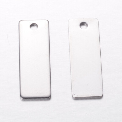

304 Stainless Steel Pendants Rectangle Blank Stamping Tag Pendants Stainless Steel Color 25x9x1mm Hole 2mm