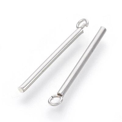 

304 Stainless Steel Pendants Bar Stainless Steel Color 23x2mm Hole 15mm