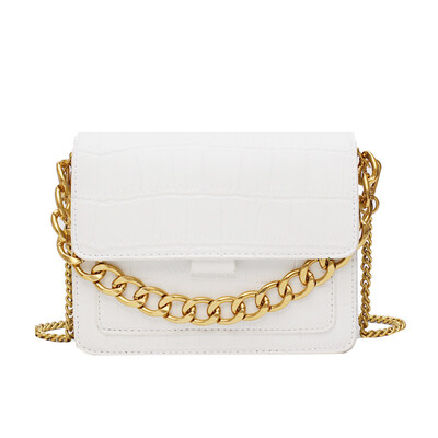 

2019 new bags handbags fashion casual trend bag solid color metal buckle chain decoration ladies flip shoulder bag