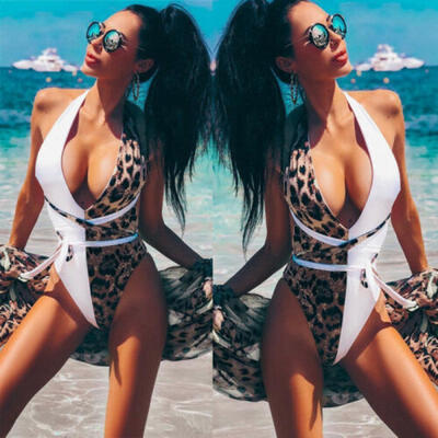 

US Womens Leopard Swimsuit Bandage Bikini Push-up Bathing BeachWear Swimwear