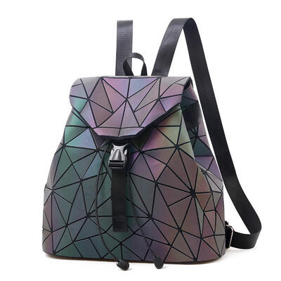 

Geometric Rhombic Backpack Women Fluorescent Gradient Shoulder Bag Luminous Holographic Backpack Drawstring Bag For Teenage Girl