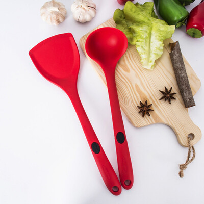 

set of 3 silicon-made kitchen tools including spatulasoup ladleskimmer