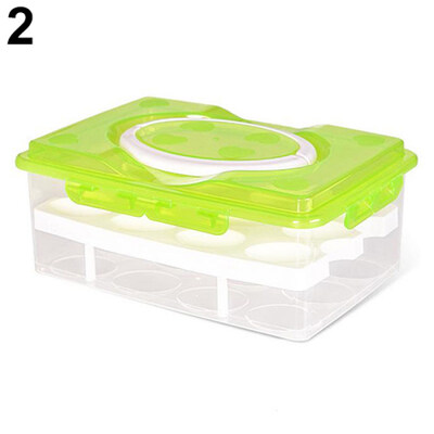 

Double Layers 24 Grids Eggs Holder Box Airtight Container Plastic Storage Case