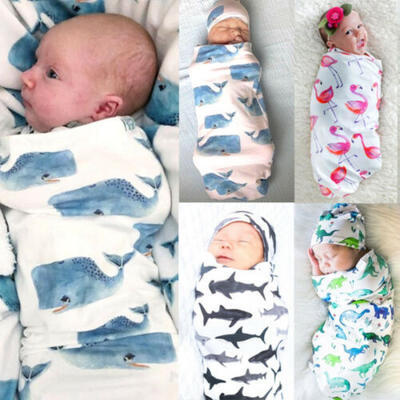 

Newborn Baby Girl Boy Infant Cotton Swaddle Blanket Sleeping Bag Hat Muslin wrap