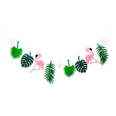 

FUNNYBUNNY Felt Banner Flamingo Pineapple Party Decorations Monstera Palm Leaves Luau Tropical Jungle Beach Safari PartySupplies