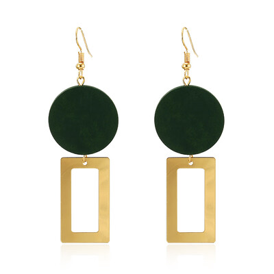 

Natural Wood Circle Drop Earrings for Women Geometry Square Dangle Earring Ethnic Fashion Statement Ear Korean Jewelry Gift