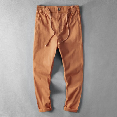 

Gobestart Mens Casual Cotton Breathable Loose Long Pants Solid Color Straight Trousers