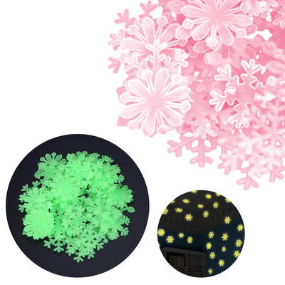 

JPGIF 50PC Kids Bedroom Fluorescent Glow In The Dark Snowflake Wall Stickers