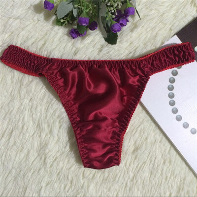 

Men Solid Underwear Sexy Underpants Lingerie Silk Briefs Panties Low Rise Thongs